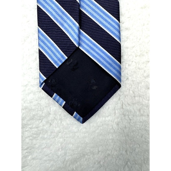 Brooks Brothers Makers Merchants Woven In England Stripe 100% Silk Tie Blue - Picture 3 of 7